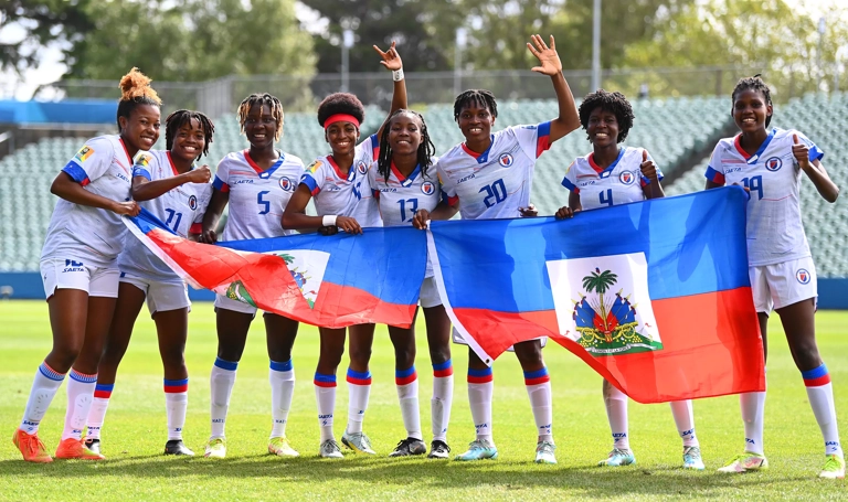 Haiti Celebrate Victory During The 2023 Fifa World Cup Play Off Tournament Match Between Chile And Haiti At North Harbour Stadium On February 22 2023